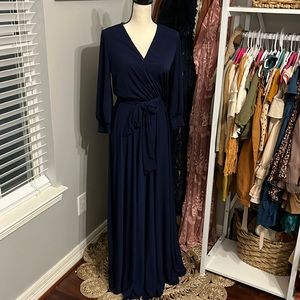 Navy faux wrap maxi